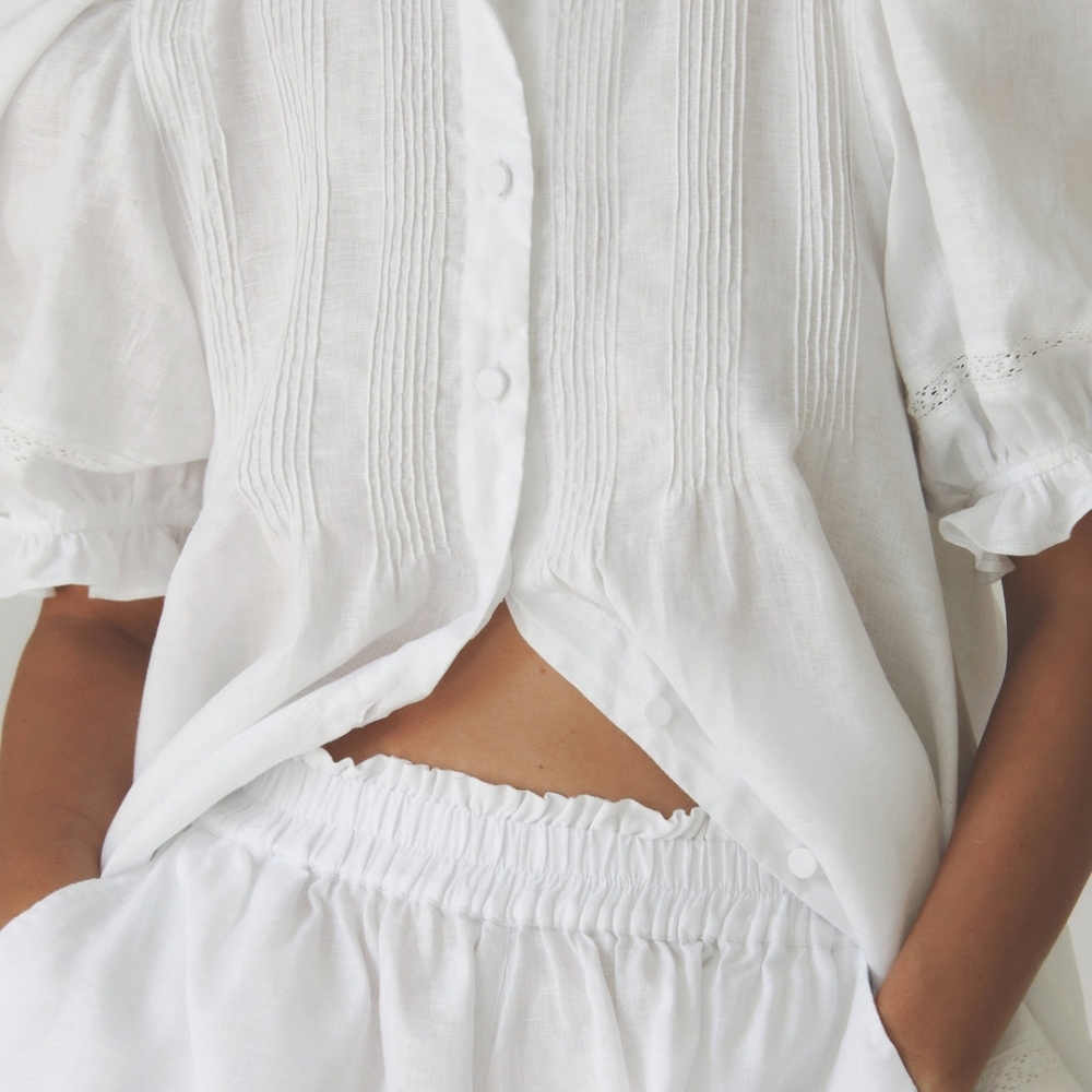 Morton Mac Sanna Pintuck Blouse With Greta Frill Short - Picture 5 of 14